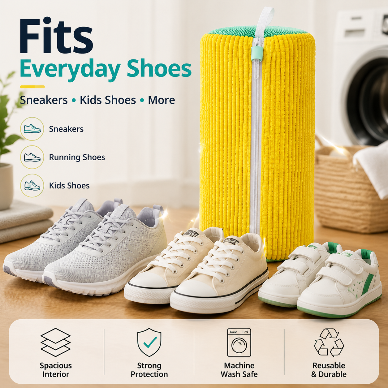 No-Scrub Shoe Washing Bag- Clean & Protect YourSneakers In The WashingMachine