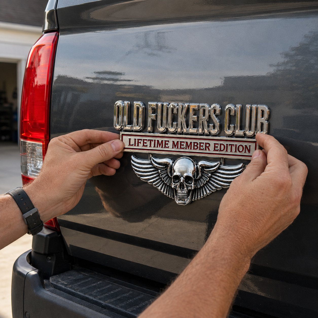 💀OLD F*CKERS CLUB Metal Car Emblem - BUY 1