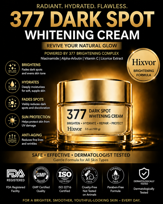 🔥 Limited Time Deal: Buy 1 Bottle, Get 1 FREE!  Hixvor 377 Brightening SPF Face Cream – Dark Spot, Hydration & Anti-Wrinkle Care