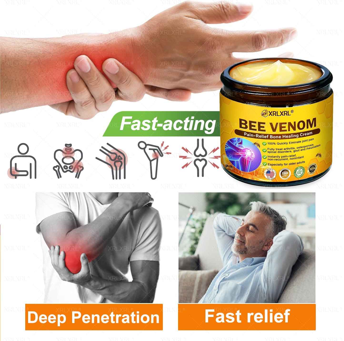 XRLXRL® Bee Venom Pain-Relief Bone Healing Cream 👨‍⚕️👨‍⚕️(Specially for older adults)
