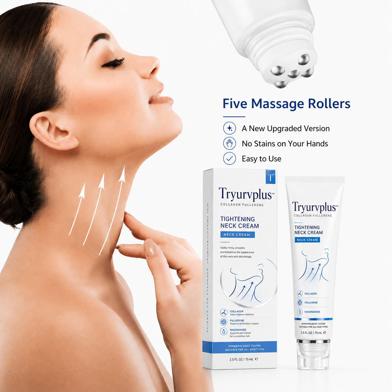 ✨ Tryurvplus™ Instant Neck Lift Cream  —  🧴 Infused with Retinol & Hyaluronic Acid | Firms the Neck, Reduces Wrinkles & Double Chin