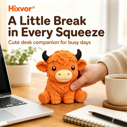 🔥Last Day 49% OFF -  🐮 Highland Cow Squishy – Squeeze, Relax & Smile! 🧡