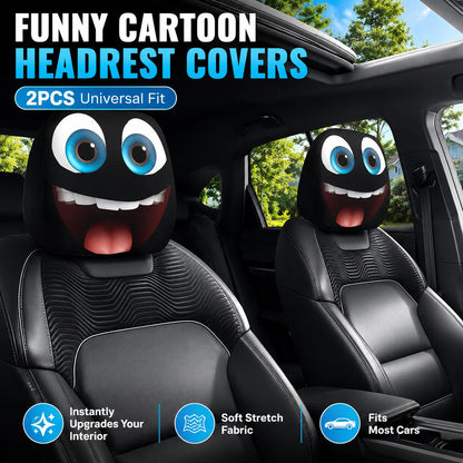 😆 Funny Cartoon Car Headrest Covers – 2PCS Universal Fit 🚗 - SPOOKY NIGHT EDITION / 1 Pair (2 PCS)