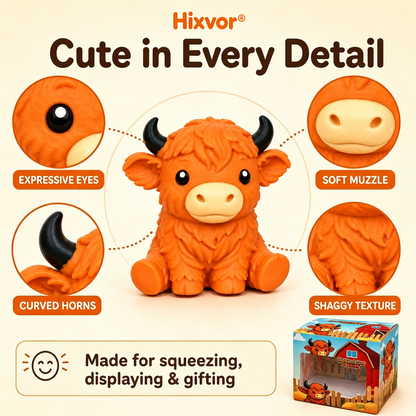 🔥Last Day 49% OFF -  🐮 Highland Cow Squishy – Squeeze, Relax & Smile! 🧡