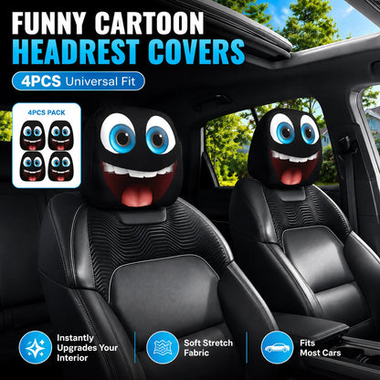 😆 Funny Cartoon Car Headrest Covers – 2PCS Universal Fit 🚗 - SPOOKY NIGHT EDITION / 1 Pair (2 PCS)