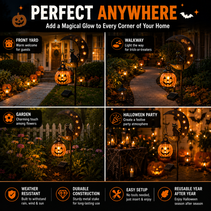 🔥 55% OFF TODAY 👻 Solar Halloween Garden Stake Light with Black Cat &amp; Pumpkin