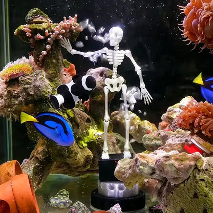🎃 Dancing Skeleton Aquarium Ornament – Halloween Bubble Tank Decor 💀