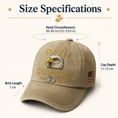DD-214 Veteran 3D Embroidered Cap - “IT'S A VETERAN THING YOU WOULDN'T UNDERSTAND”🎁 Free Honor Coin With Every Cap Purchase - 🔥Khaki / One Size Fits Most（Adjustable） / 🎁 Free Honor Coin With Every Cap Purchase