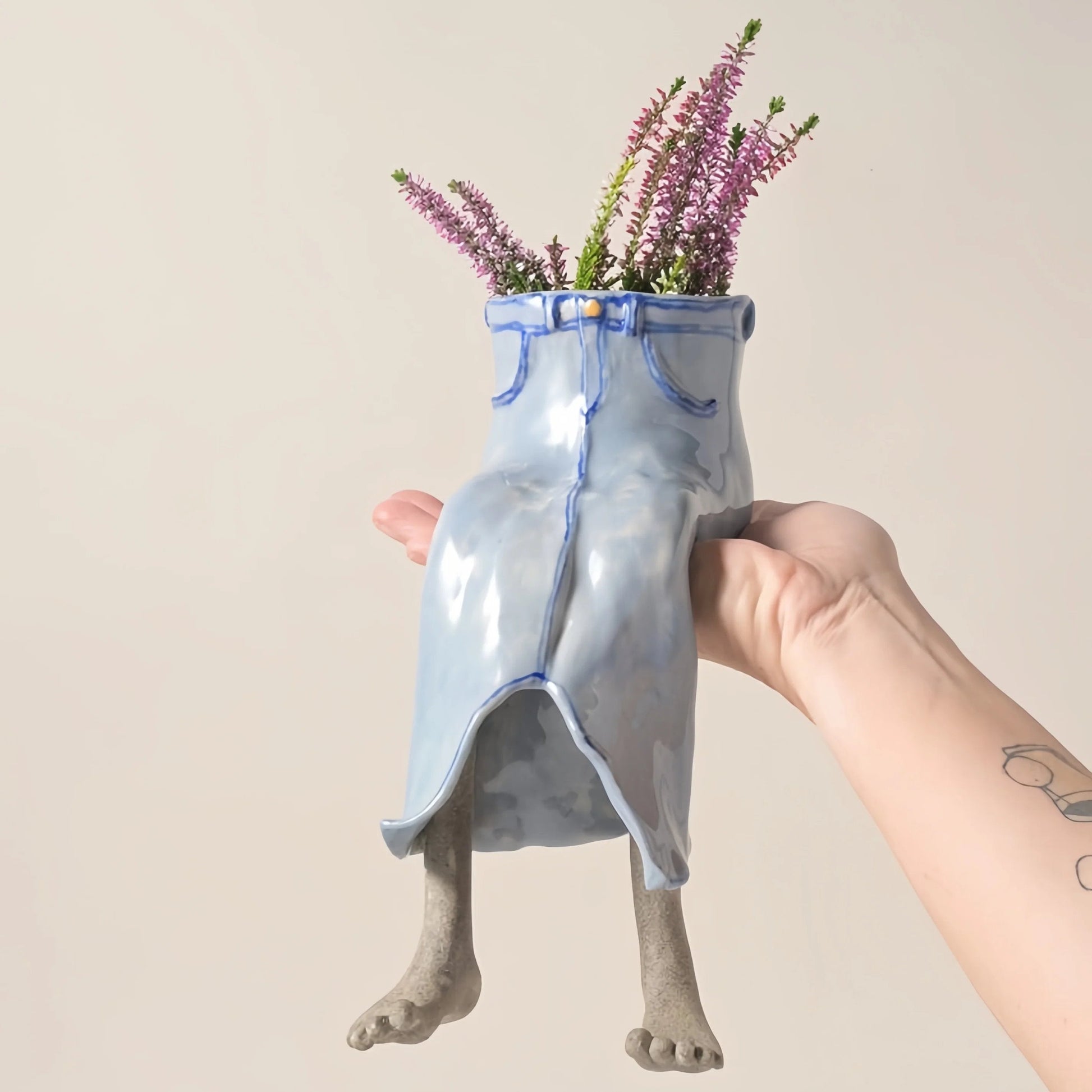 🪴✨Creative Sitting Planter Collection - Denim skirt