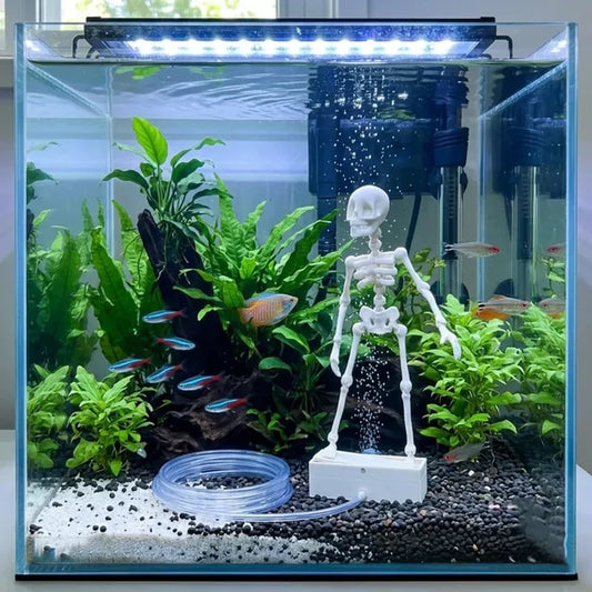 🎃 Dancing Skeleton Aquarium Ornament – Halloween Bubble Tank Decor 💀
