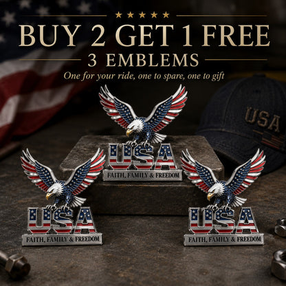 ★USA Faith, Family &amp; Freedom★ Metal Car Emblem