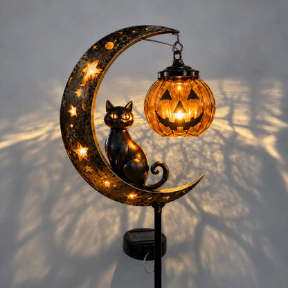 🔥 55% OFF TODAY 👻 Solar Halloween Garden Stake Light with Black Cat &amp; Pumpkin
