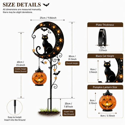 🔥 55% OFF TODAY 👻 Solar Halloween Garden Stake Light with Black Cat &amp; Pumpkin