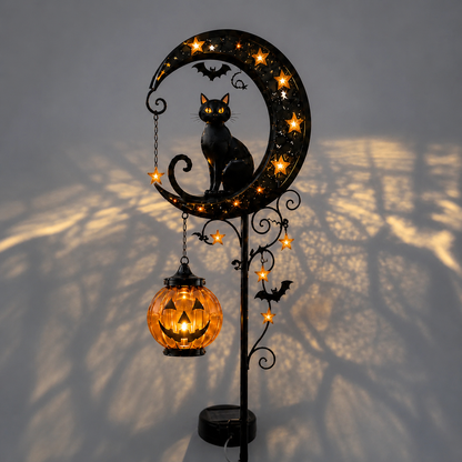 🔥 55% OFF TODAY 👻 Solar Halloween Garden Stake Light with Black Cat &amp; Pumpkin