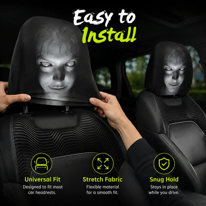 😆 Funny Cartoon Car Headrest Covers – 2PCS Universal Fit 🚗 - SPOOKY NIGHT EDITION / 1 Pair (2 PCS)