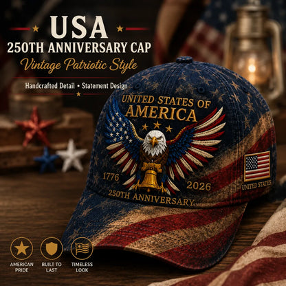 🎉Patriotic 4th of July ❤️ 🇺🇸 Premium Crafted USA 250th Anniversary Patriotic Eagle Cap