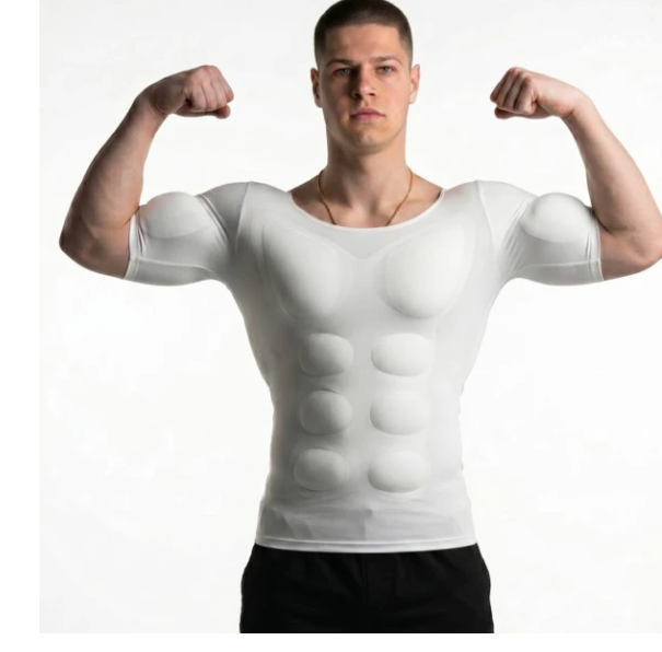 Padded muscle shaper undershirt wearing effect