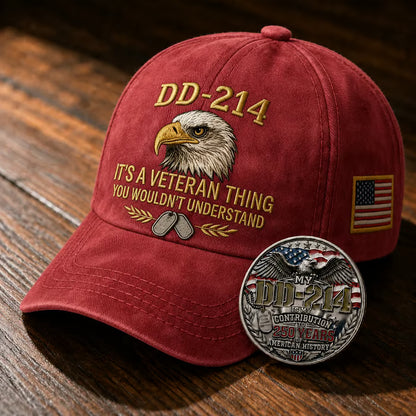 DD-214 Veteran 3D Embroidered Cap - “IT'S A VETERAN THING YOU WOULDN'T UNDERSTAND”🎁 Free Honor Coin With Every Cap Purchase - 🔥Khaki / One Size Fits Most（Adjustable） / 🎁 Free Honor Coin With Every Cap Purchase