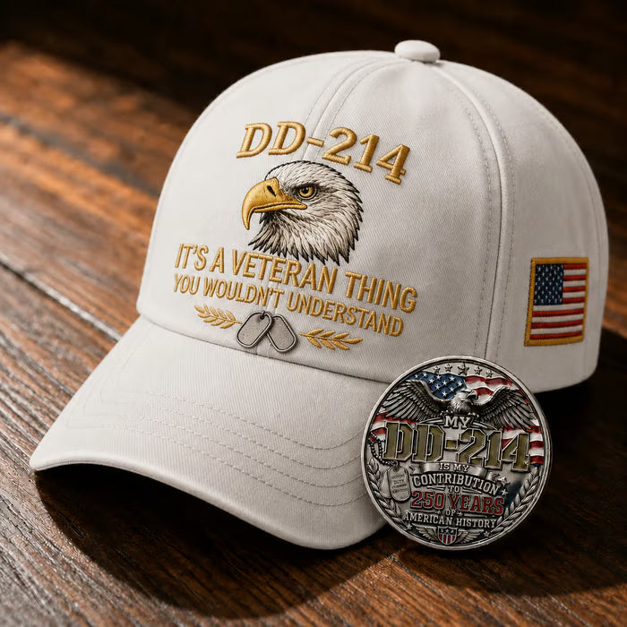 DD-214 Veteran 3D Embroidered Cap - “IT'S A VETERAN THING YOU WOULDN'T UNDERSTAND”🎁 Free Honor Coin With Every Cap Purchase - 🔥Khaki / One Size Fits Most（Adjustable） / 🎁 Free Honor Coin With Every Cap Purchase