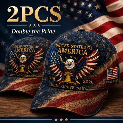 🎉Patriotic 4th of July ❤️ 🇺🇸 Premium Crafted USA 250th Anniversary Patriotic Eagle Cap