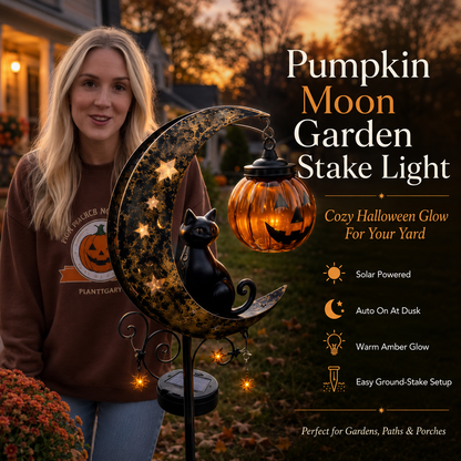 🔥 55% OFF TODAY 👻 Solar Halloween Garden Stake Light with Black Cat &amp; Pumpkin