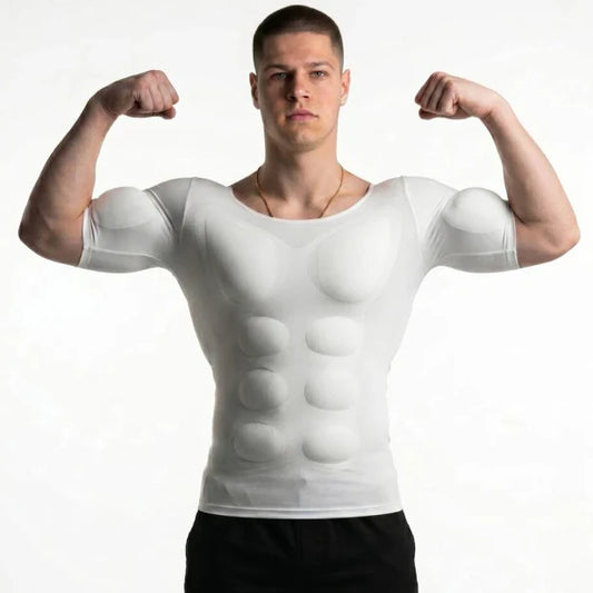 Men Padded Muscle Shaper Compression Undershirt